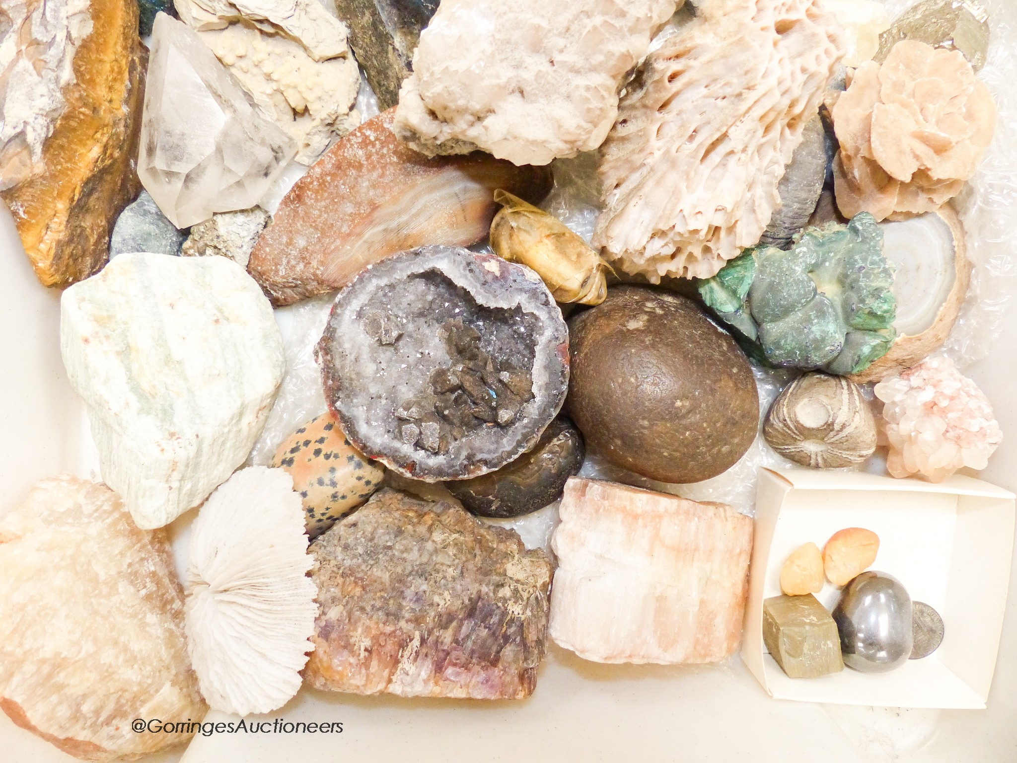 A collection of minerals etc. In two boxes